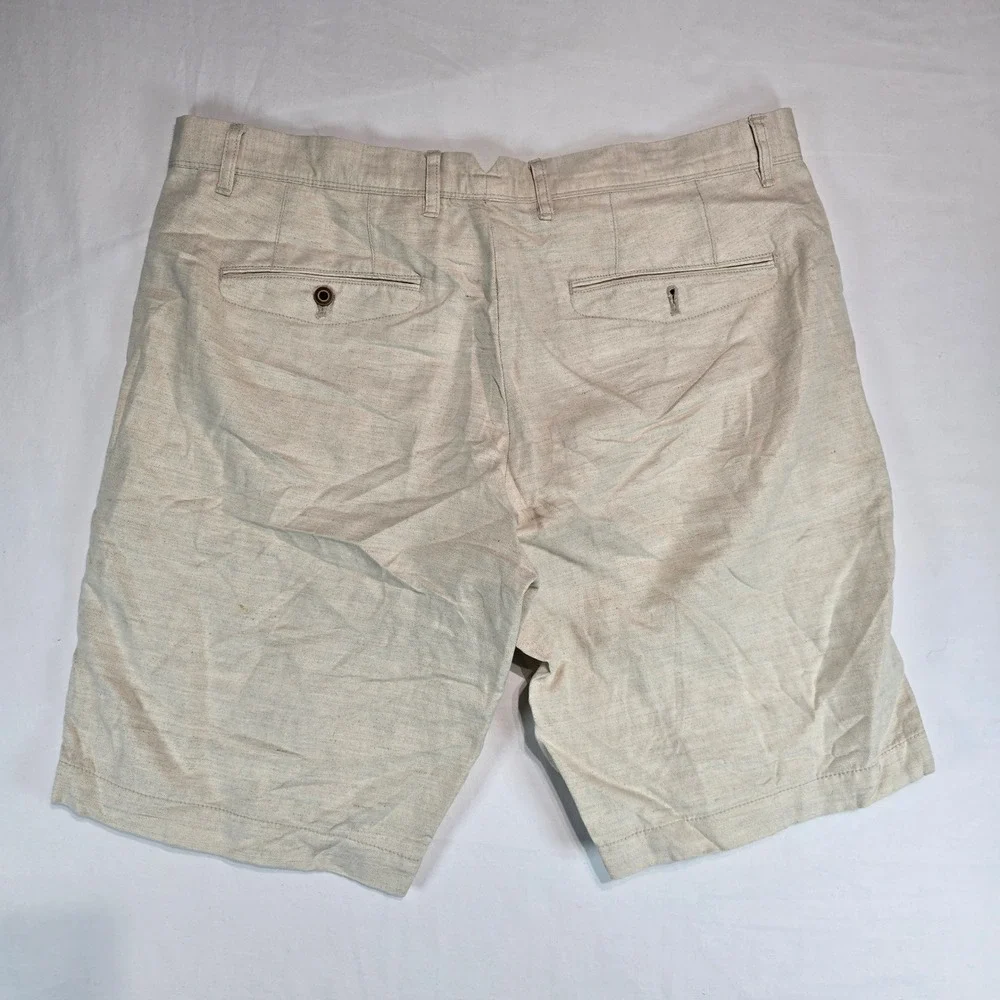 Gap‎ Mens 34 Stone Beige Linen Cotton Blend 10 Inch Inseam Shorts 228590-00